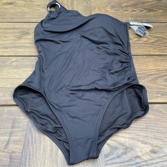 MICHAEL Michael Kors Iconic Solids One Shoulder One Piece Swimsuit plus 16 W - Picture 8 of 9
